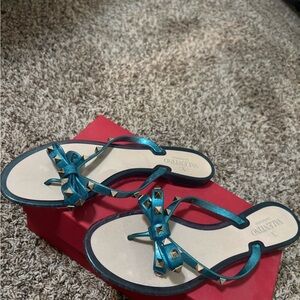 Valentino Women's Teal Studded Sandals